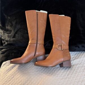 Brown Leather Knee-High Boots